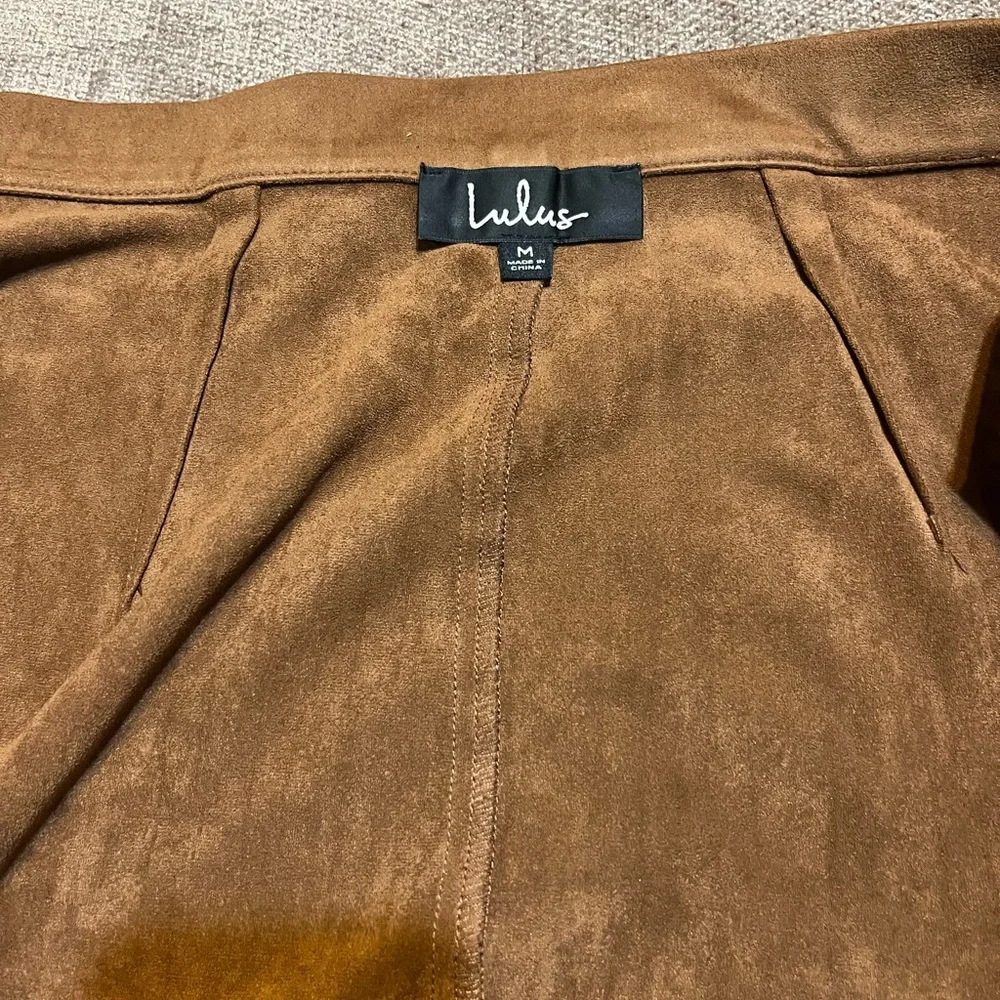 Lulus Light Brown Suede Wrap Skirt - Size Medium